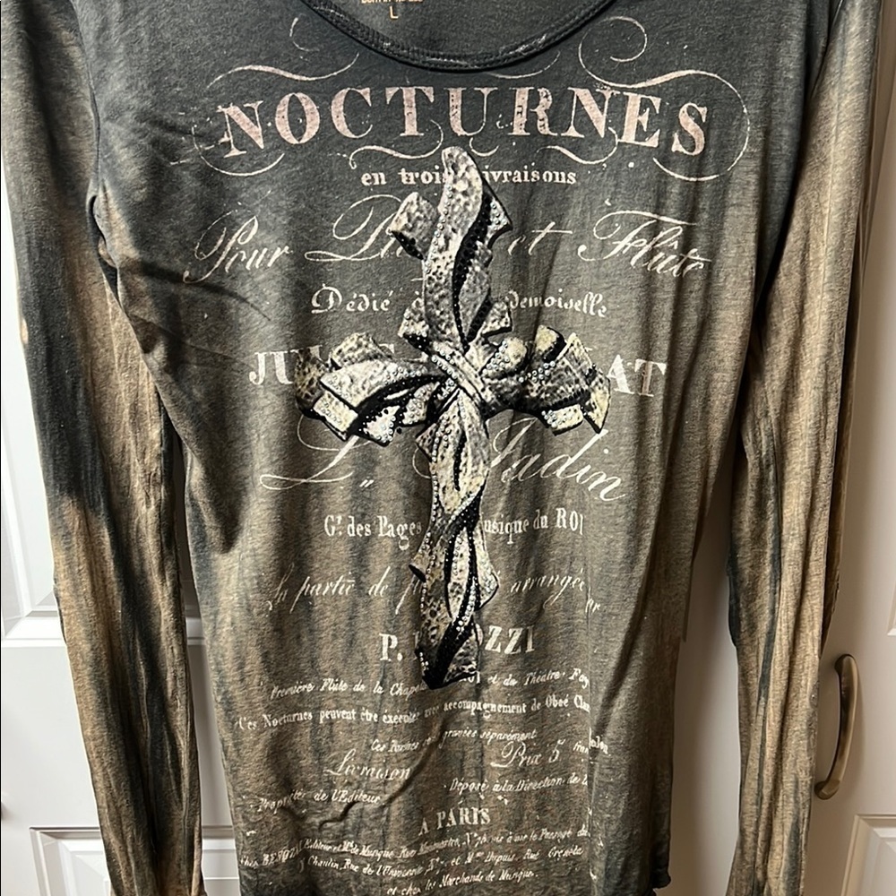 Velvet Stone Cross Graphic Top, BUCKLE, Large, Rhinestones - Picture 3 of 5